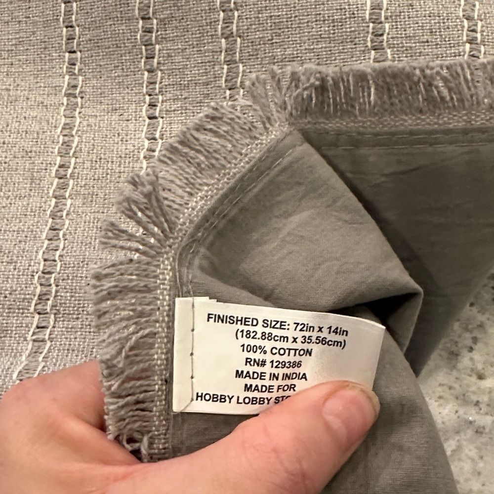 Gray Fringed Table Runner - Picture 4 of 4